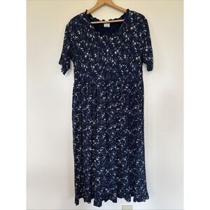 VTG Sostanza Dress Navy Floral Women 9/10 Prairie farmhouse Homestead